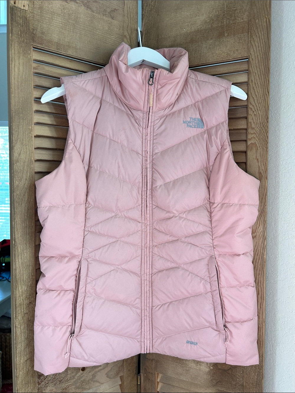 The North Face Women's Light Pink Quilted Down Vest 550